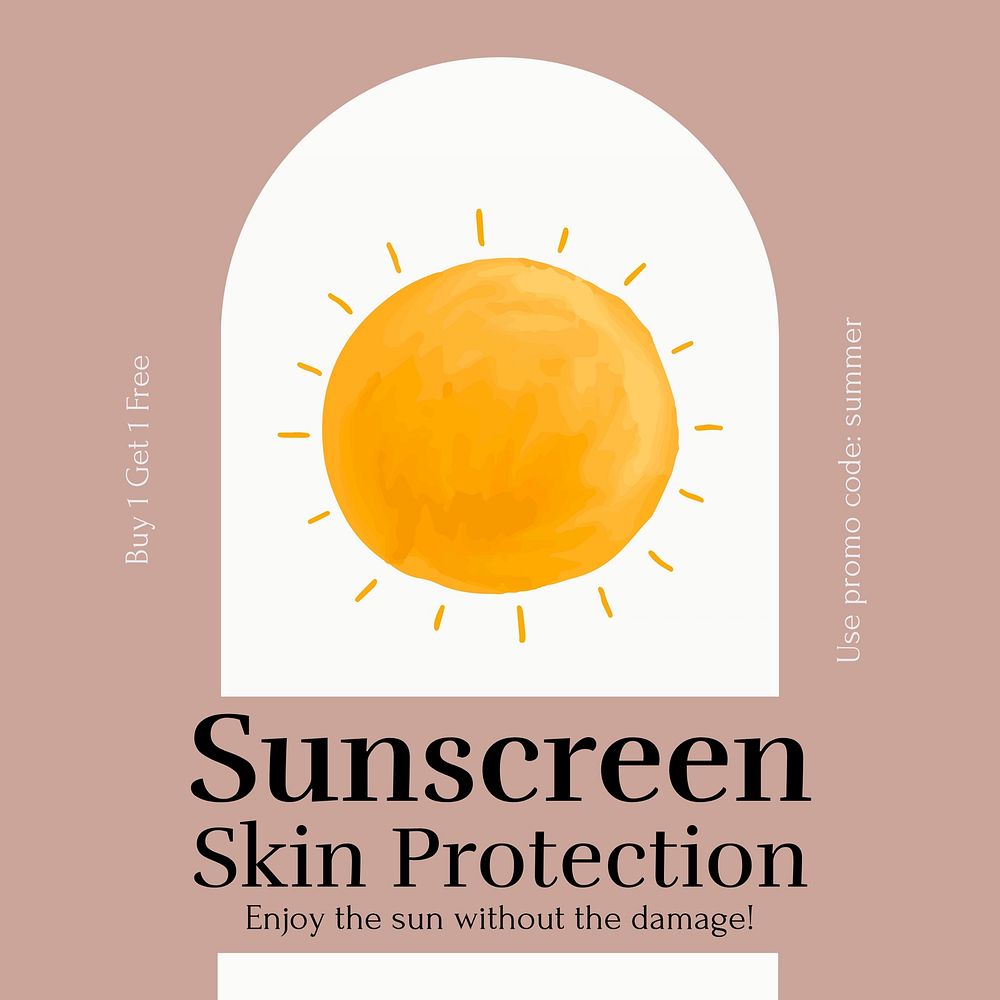 Sunscreen advertisement  Instagram post template