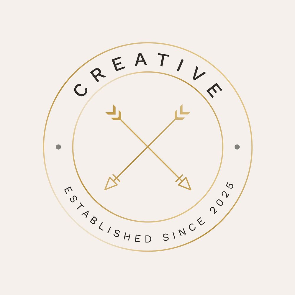Gold professional business logo template,  minimal cross arrow design