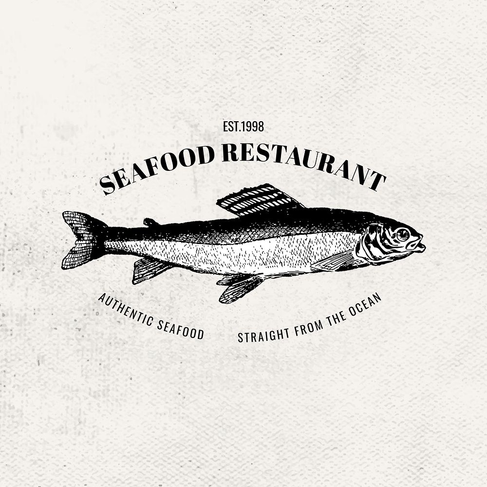 Vintage seafood restaurant logo template,  business badge