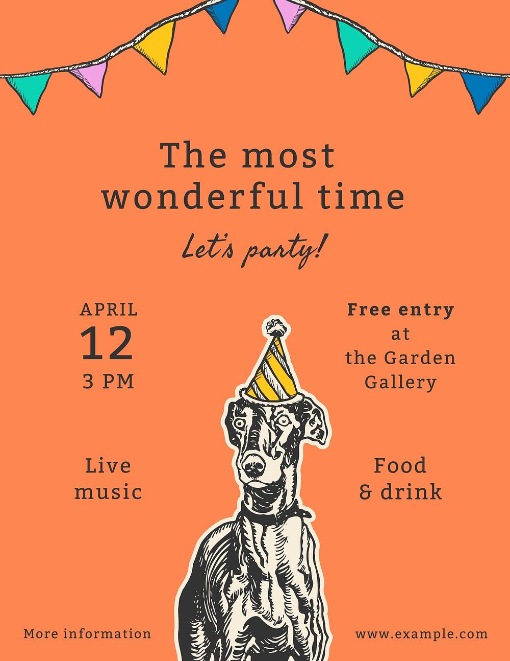 Birthday party flyer, dog editable design remixed from artworks by Moriz Jung
