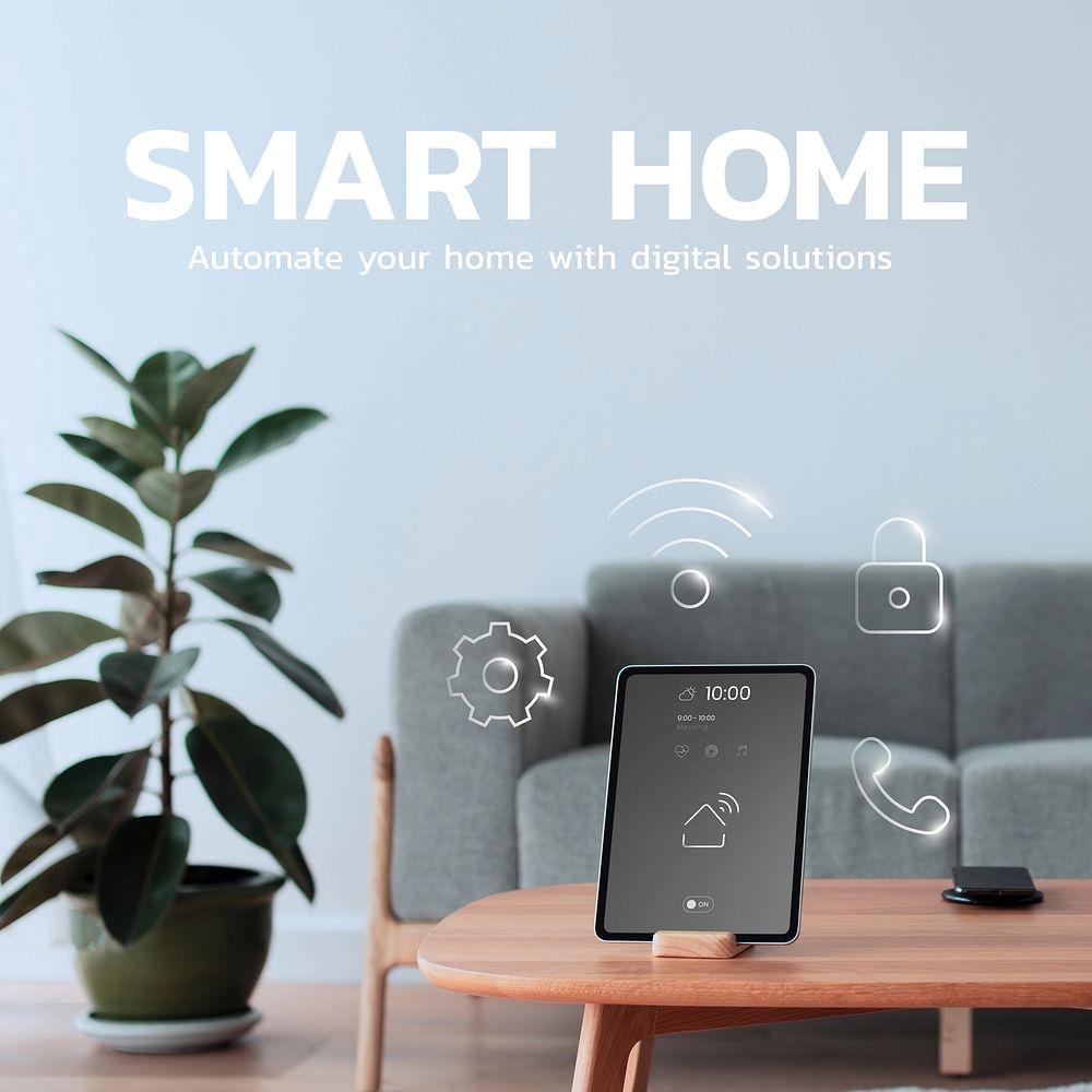 Smart home Instagram post template, editable technology design