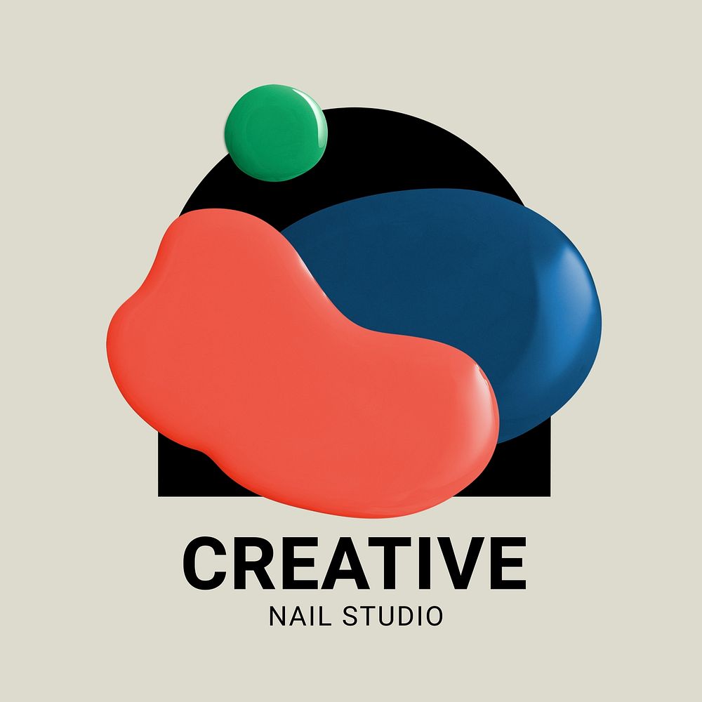 Manicure business logo template, editable creative color paint design