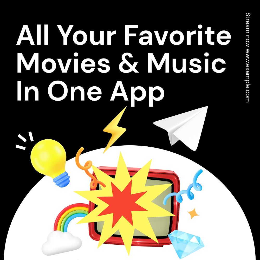 Mobile movie app Instagram ad template,  social media post design