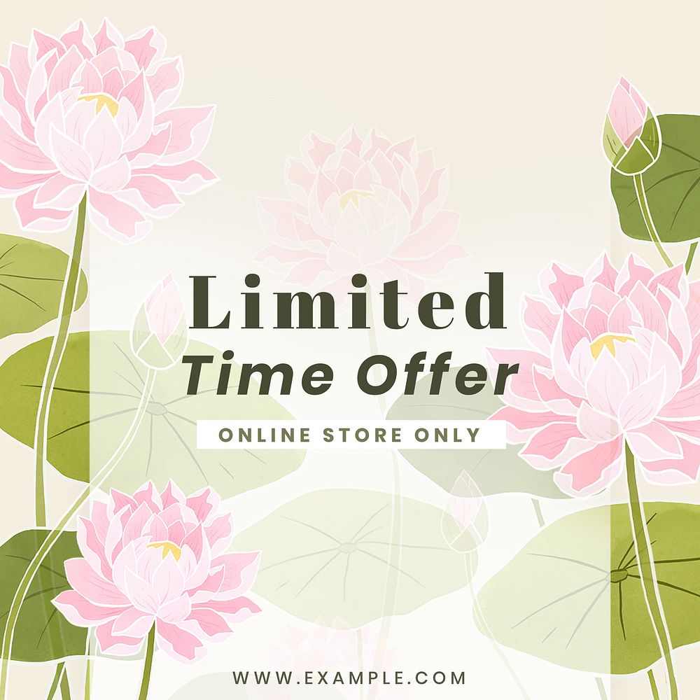Sale offer Instagram post template,  floral design