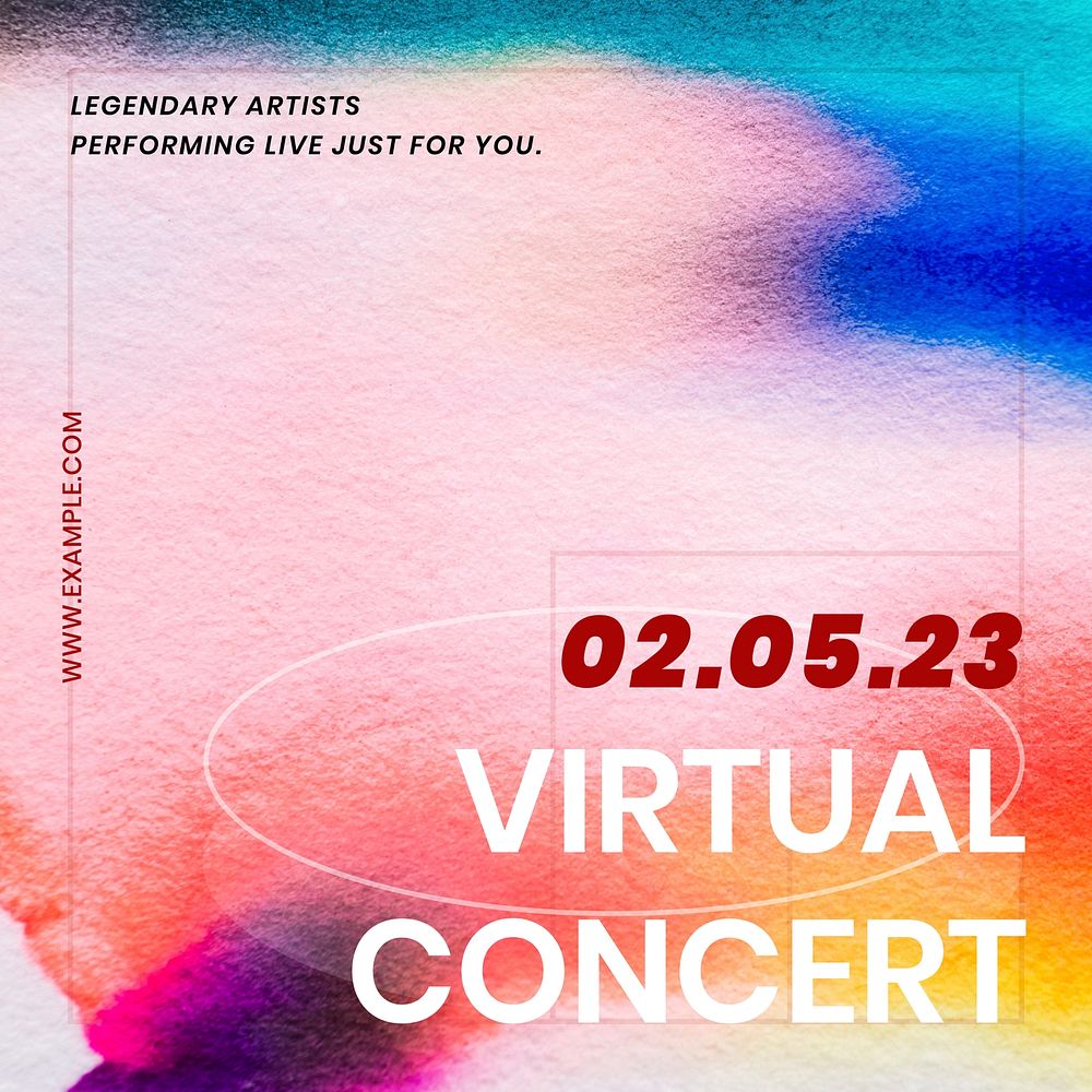 Virtual concert Instagram post template, customizable colorful design