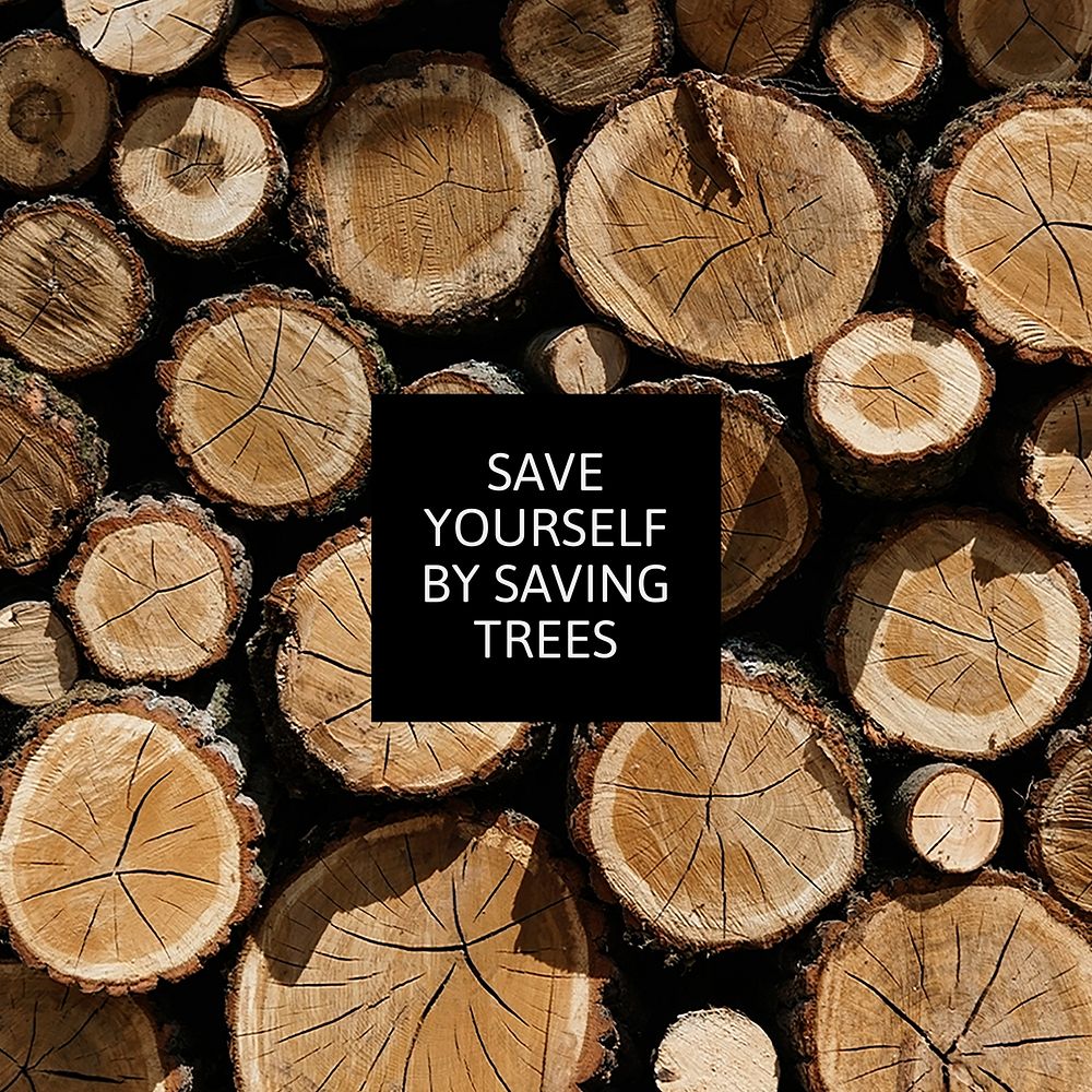 Save trees Facebook post template, editable text