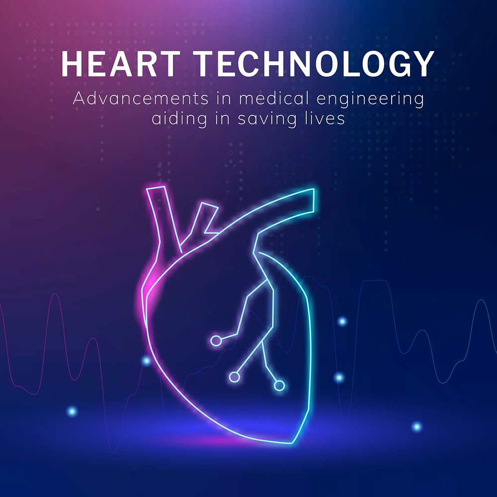 Heart care Facebook post template  medical technology design