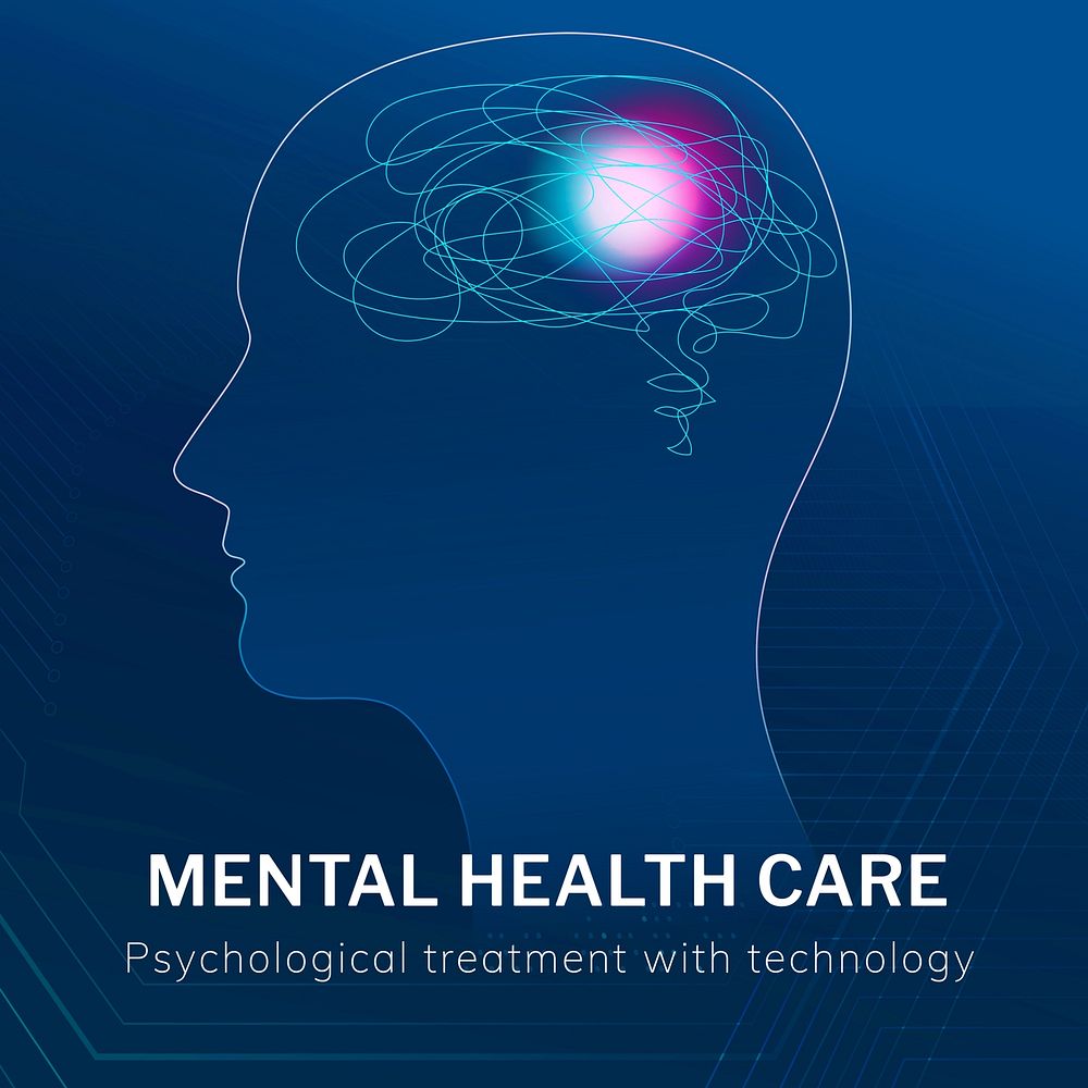 Mental health Facebook post template  medical technology design