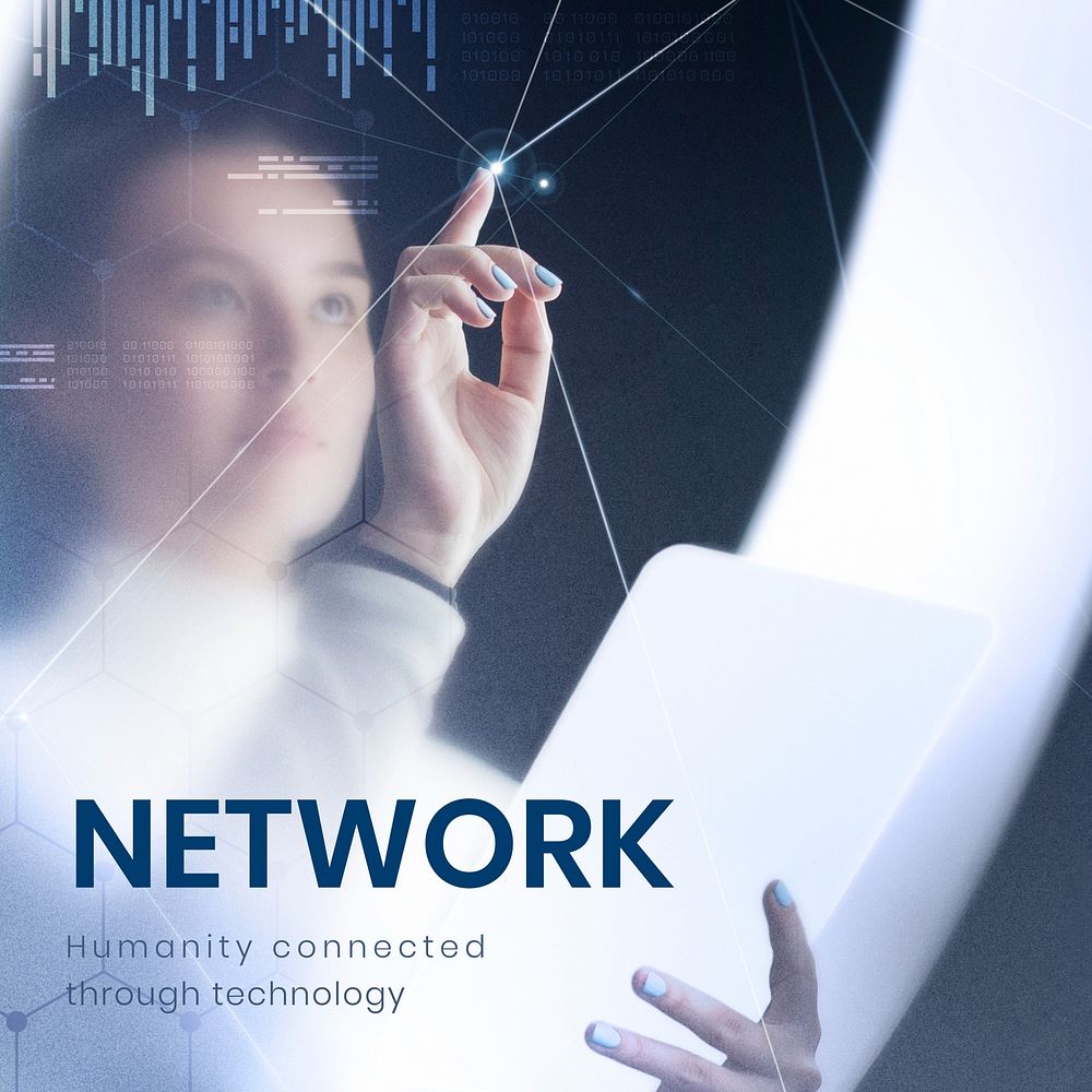 Network connection Instagram post template,  technology design