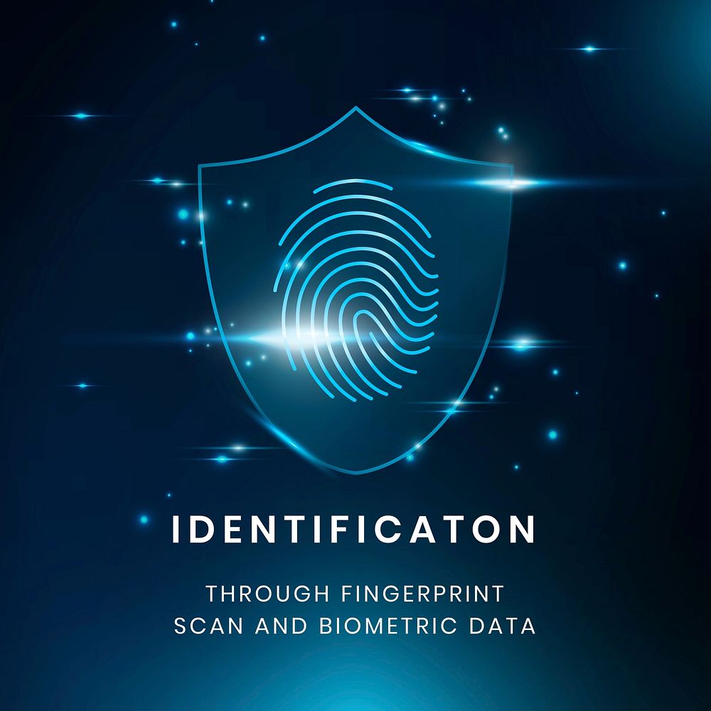 Biometrics identification Instagram post template  fingerprint scanner