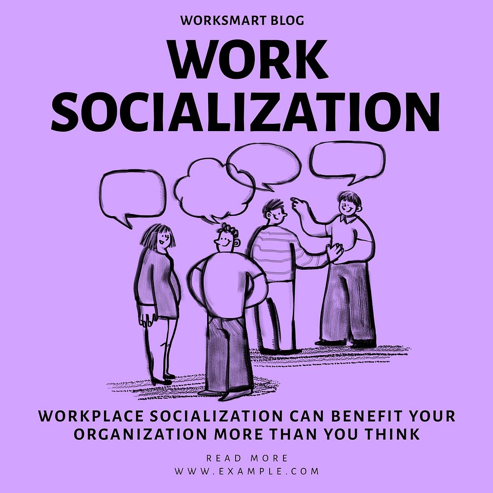 Work socialization Facebook ad template, editable text & design