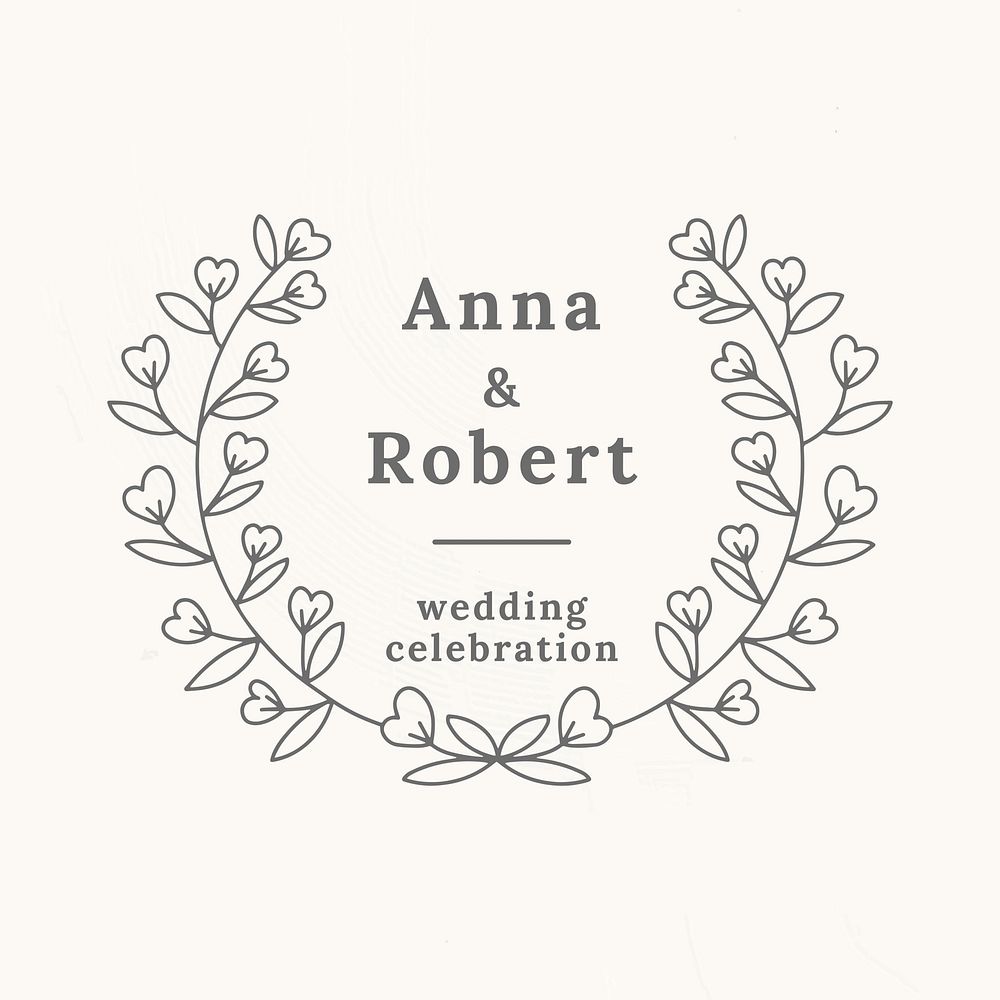Wedding laurel badge  template floral design