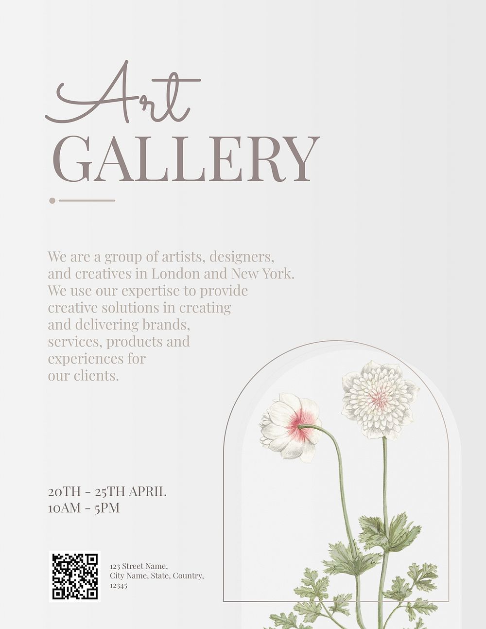 Aesthetic art gallery flyer template