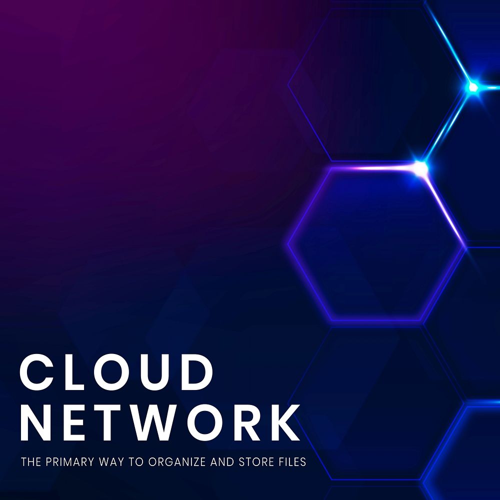 Cloud network Instagram post template  digital technology