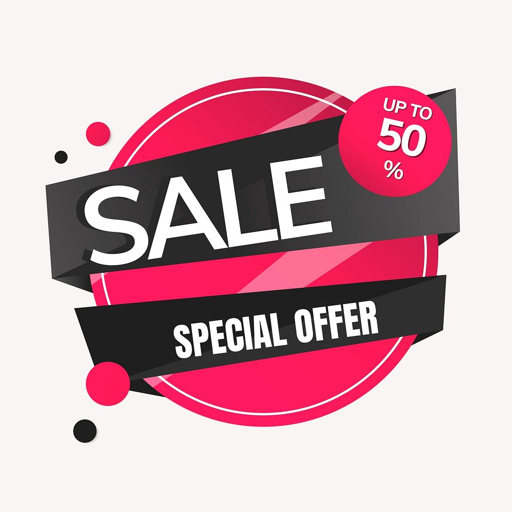Sale badge red sticker, special offer shopping clipart