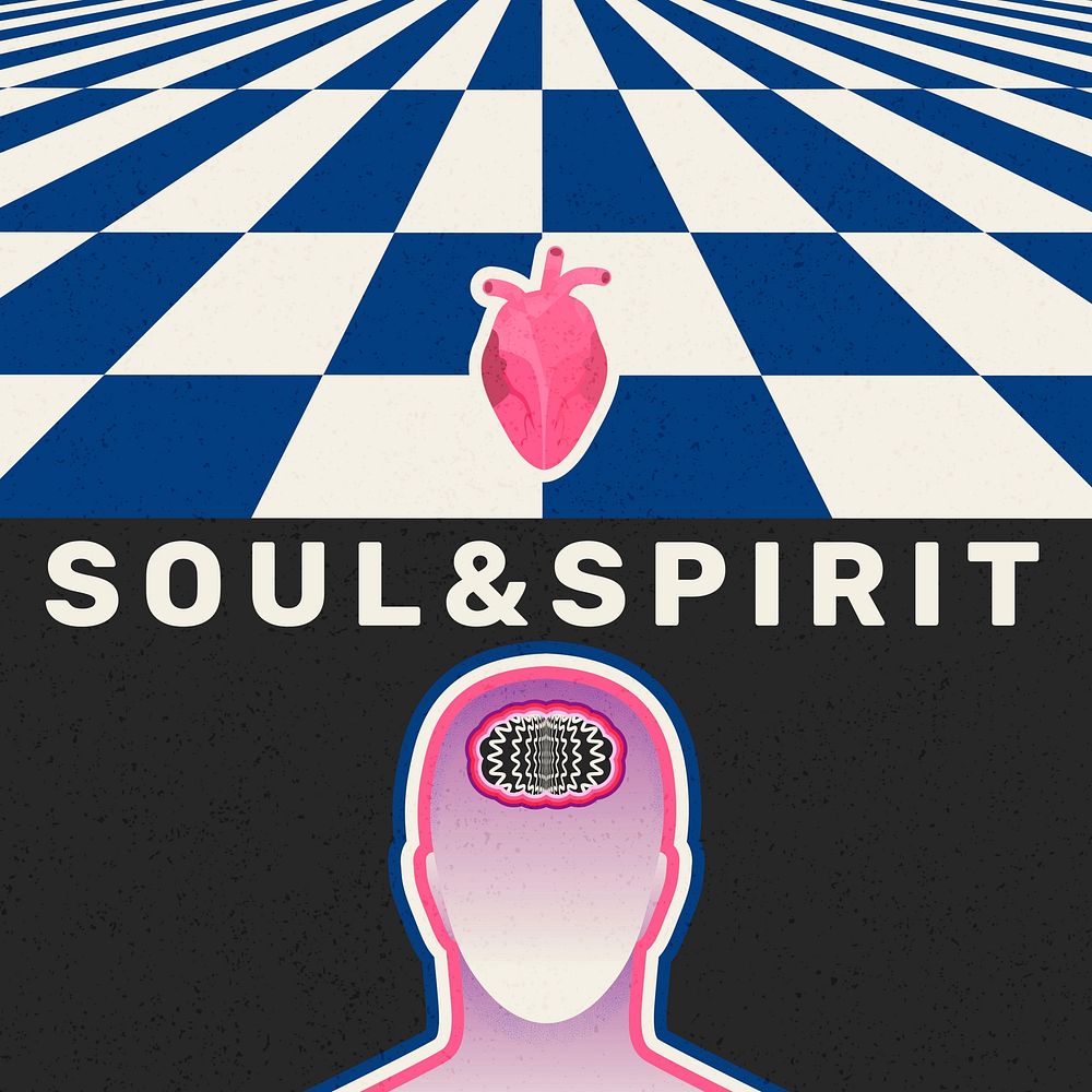 Soul & spirit Instagram post template, psychedelic editable design