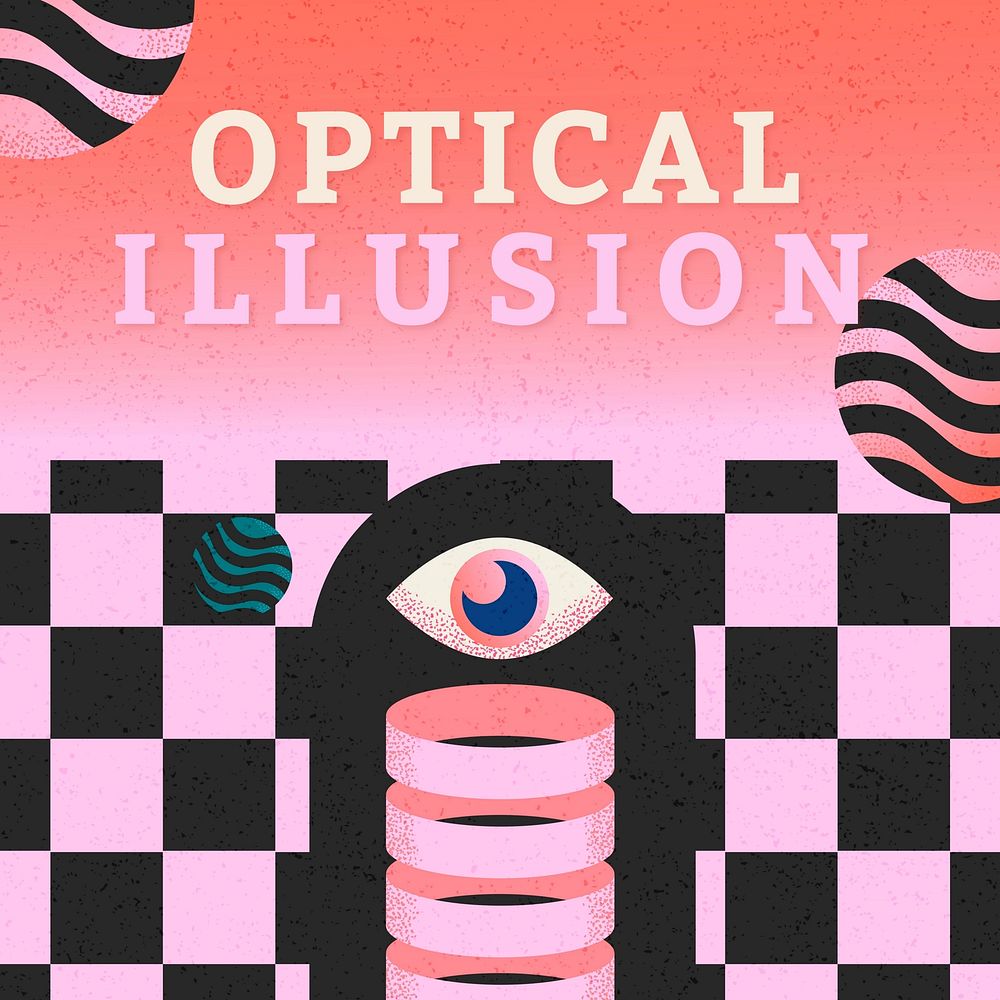 Optical illusion Instagram post template psychedelic design