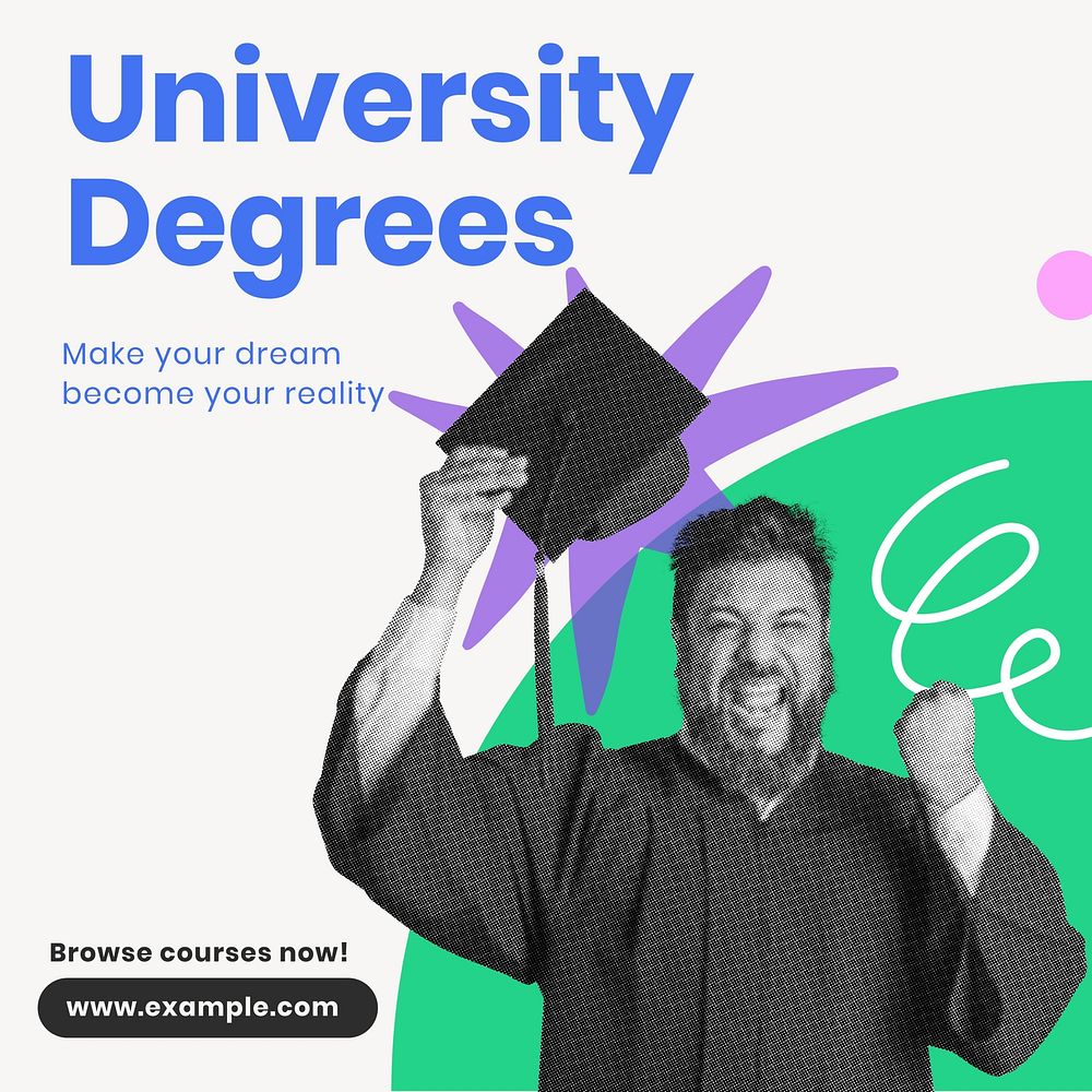 University degrees Instagram post template  design
