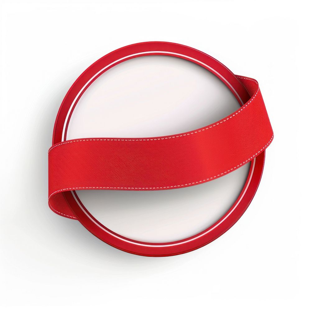Circle shape ribbon red white background.