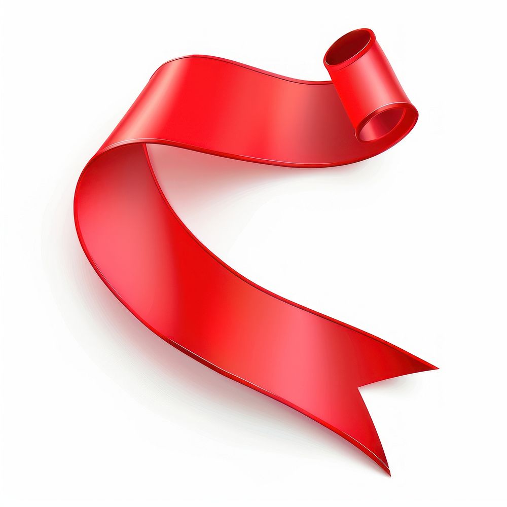 Tail ribbon shape red white background appliance.