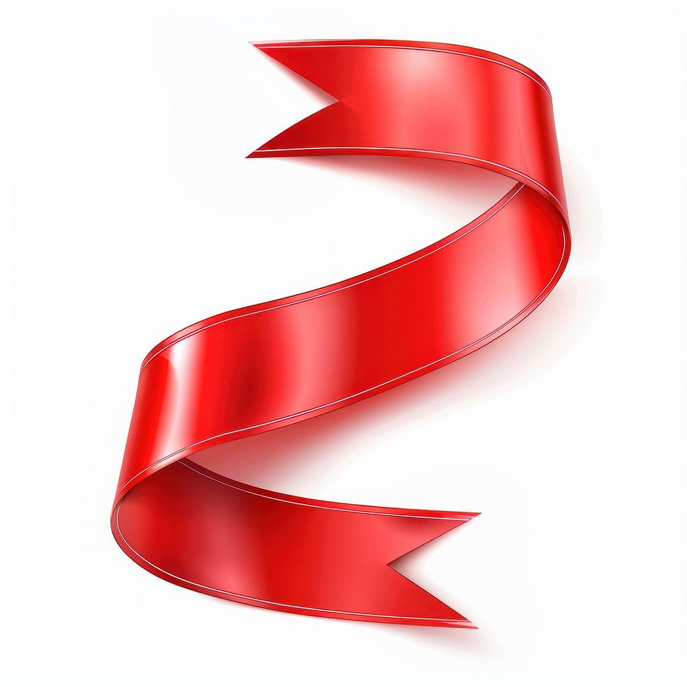 Tail ribbon shape red white background symbol.