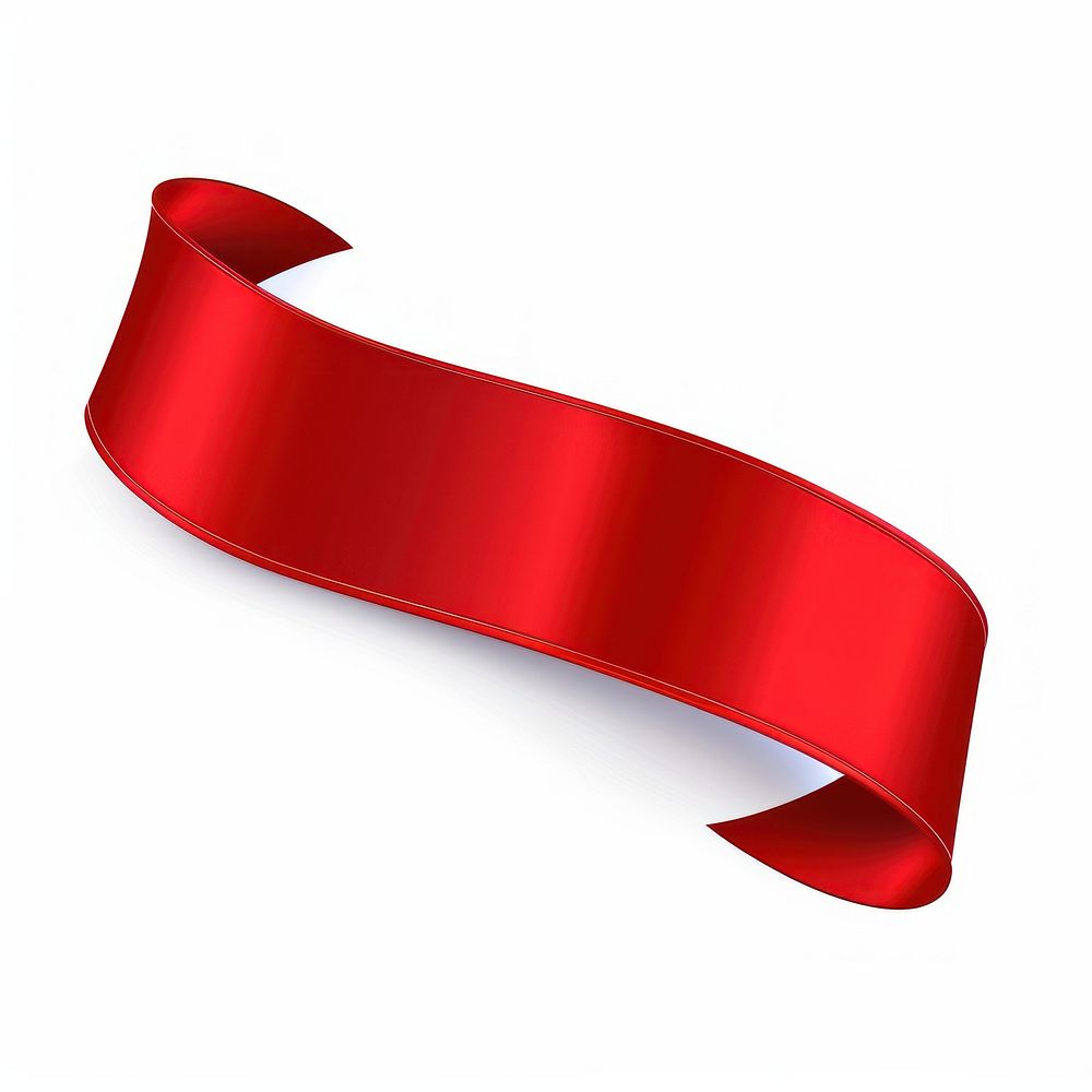 Ribbon shape ribbon red white background.