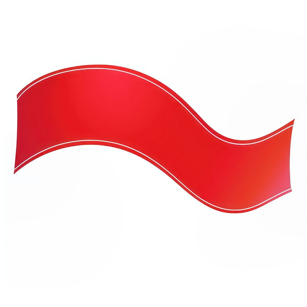 Ribbon shape flag red white background.