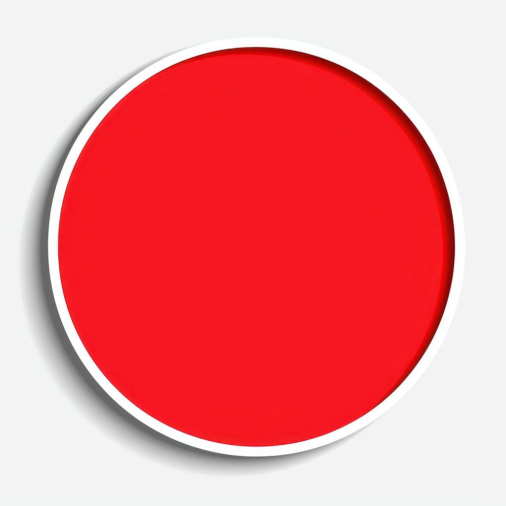 Circle sticker shape red white background copy space.