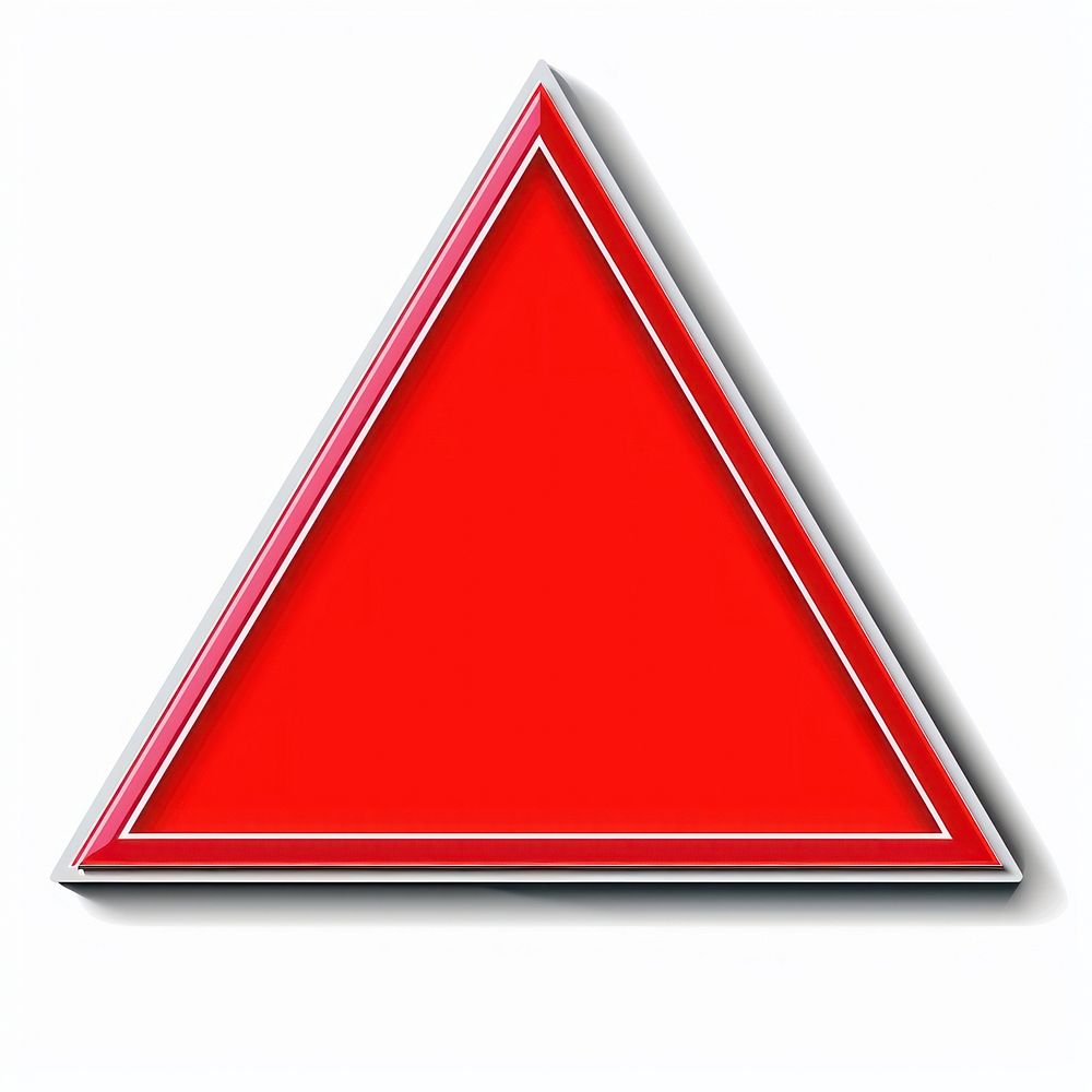 Triangle symbol red white background.
