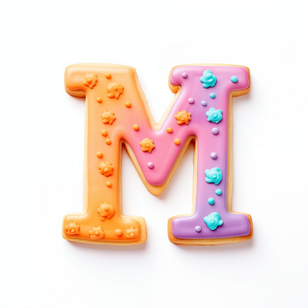 Letter M, cookie art alphabet illustration