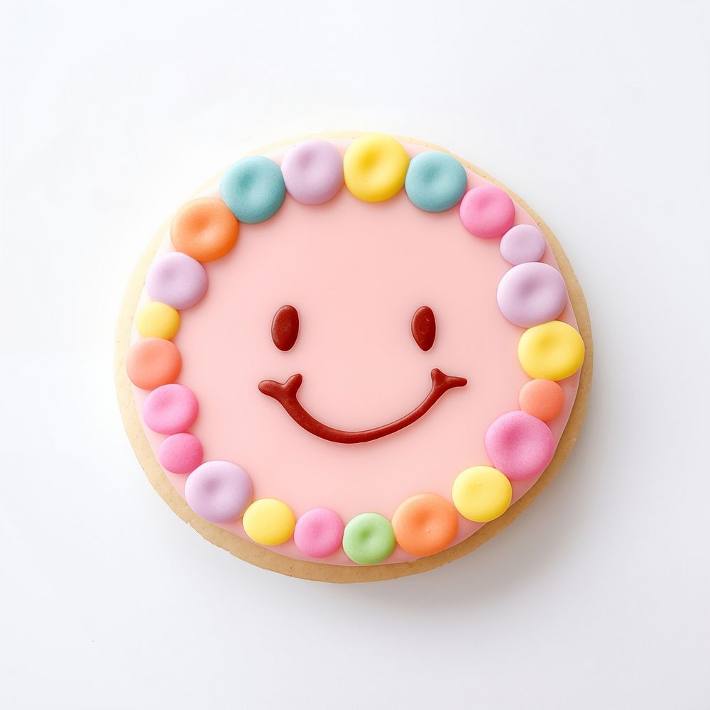 Smiling face icon, cookie art illustration
