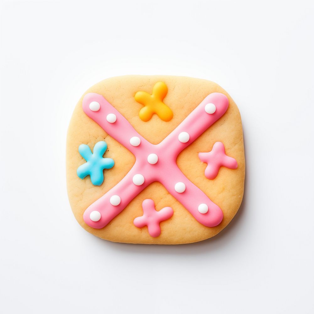 Cross mark icon, cookie art illustration