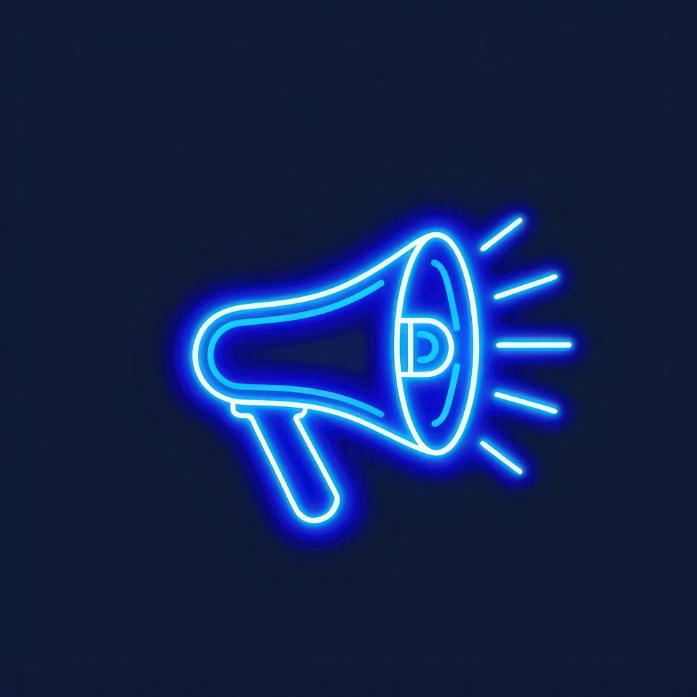 Megaphone icon neon light.