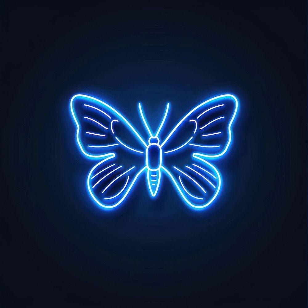 Butterfly icon neon light.