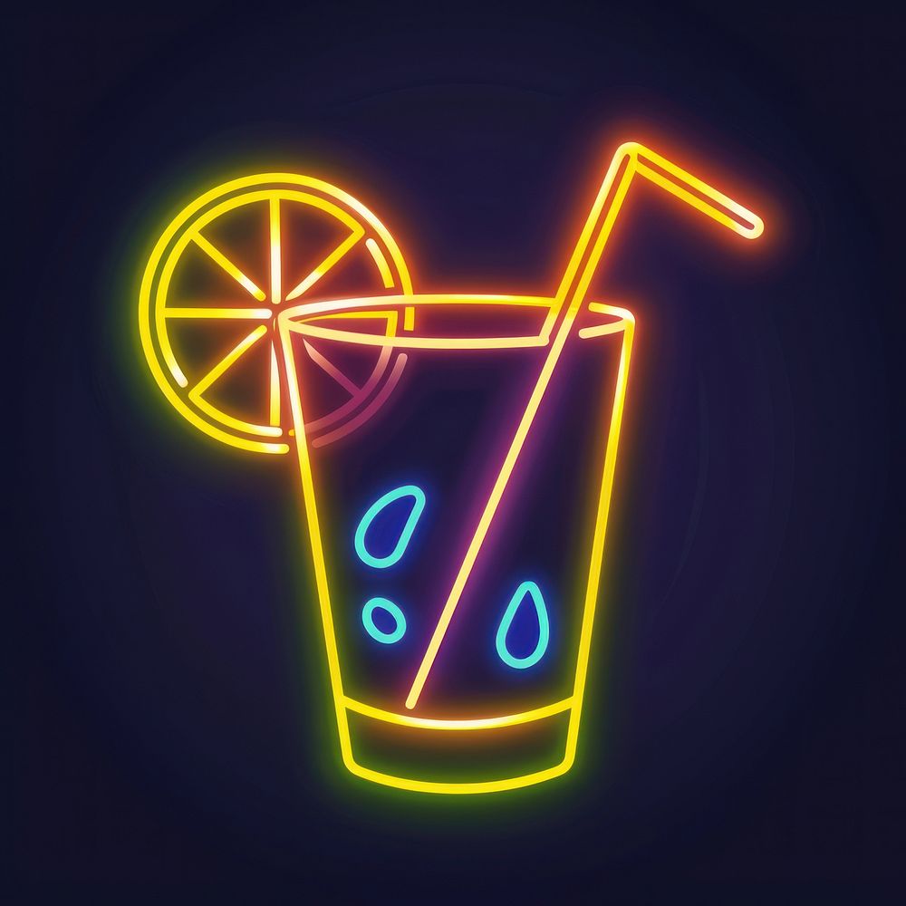 Cocktail icon neon lighting.