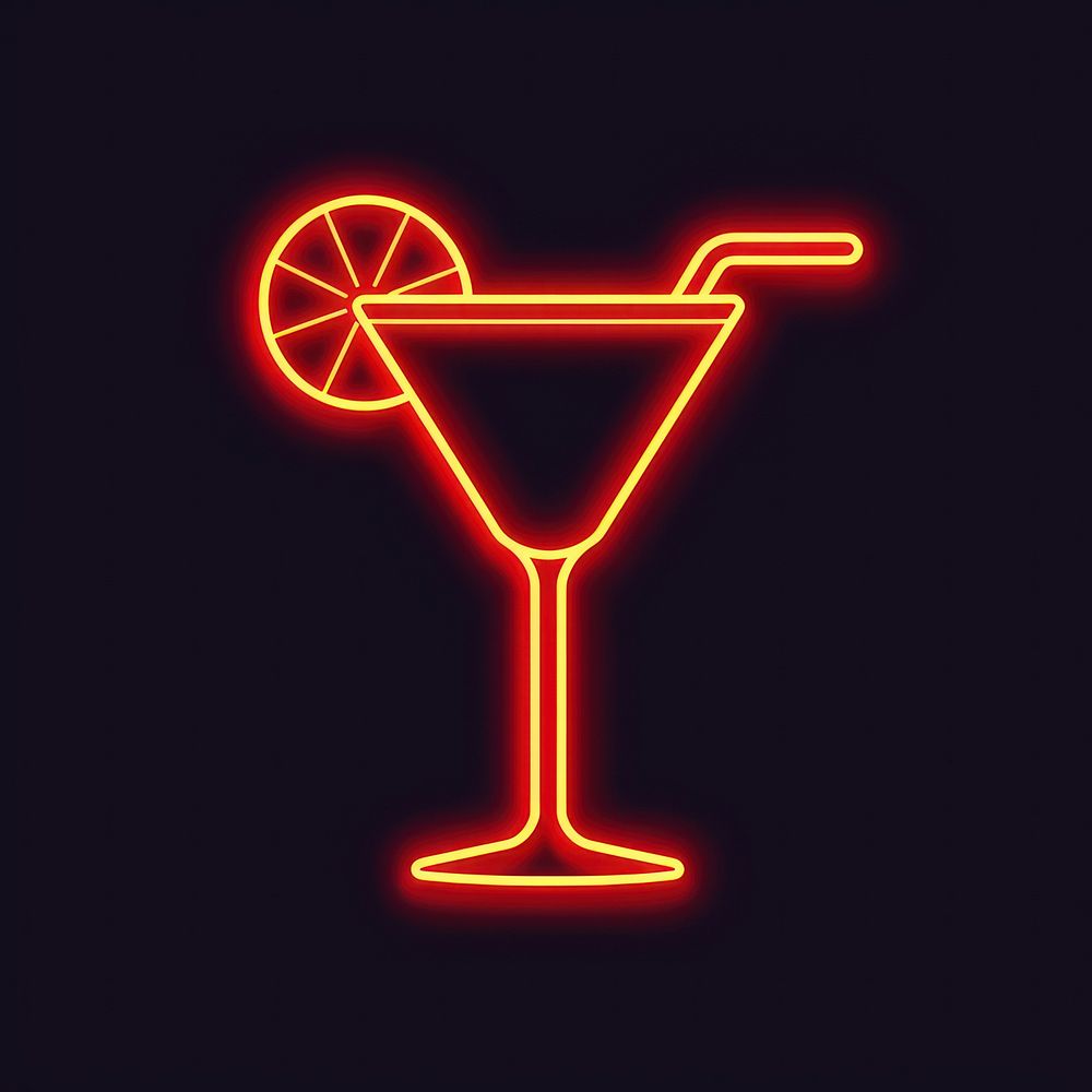 Cocktail icon neon beverage lighting.