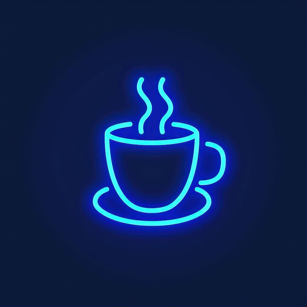 Coffee shop icon neon light disk.
