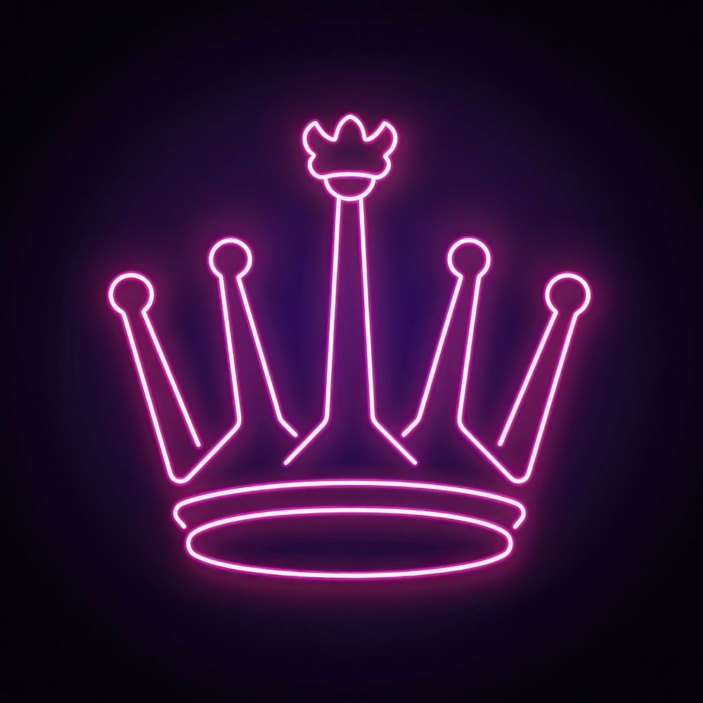 Crown icon neon chandelier lighting.