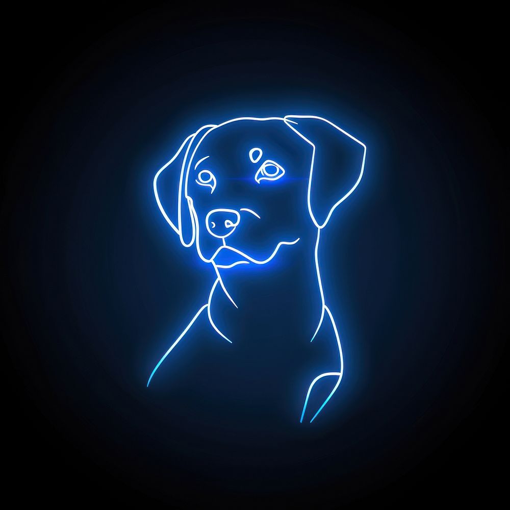 Dog icon neon astronomy lighting.
