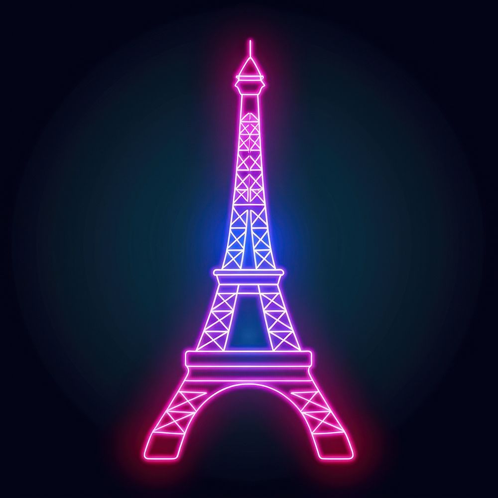 Eiffel tower icon neon architecture lighting.
