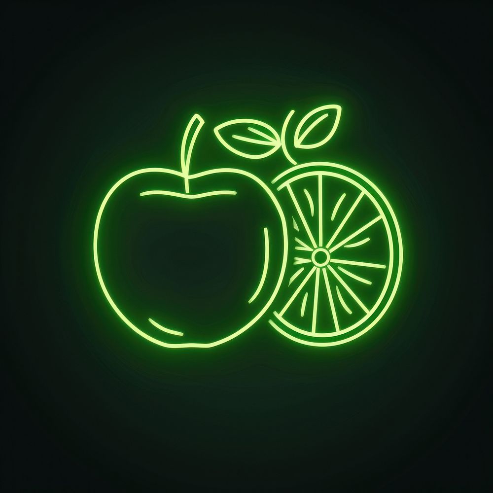 Fruit icon green neon produce.
