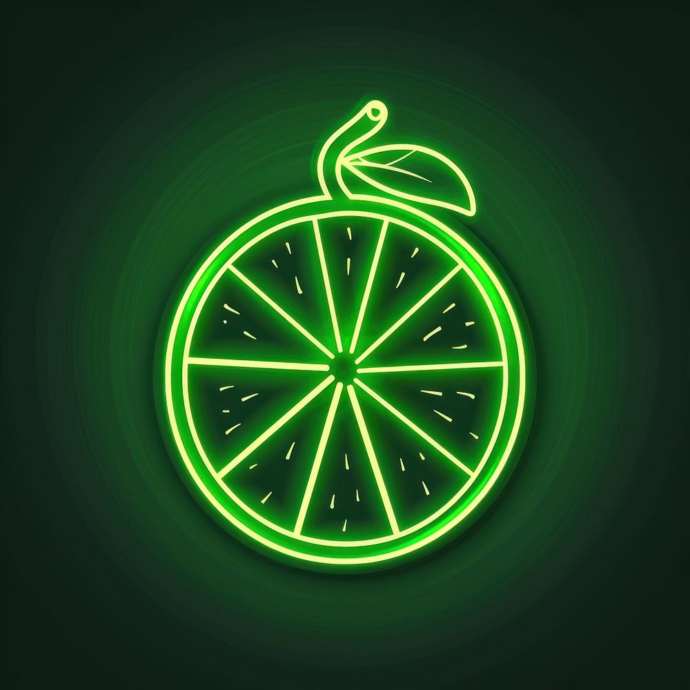 Fruit icon neon light disk.