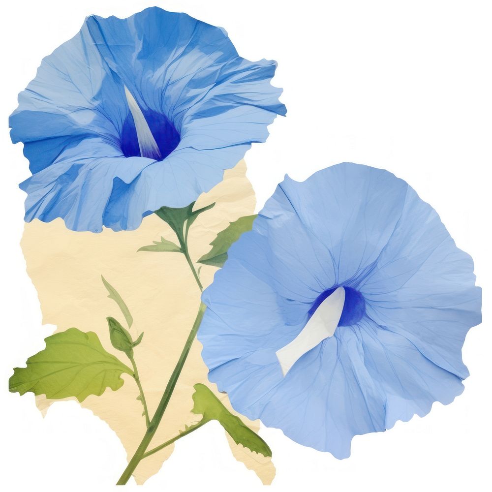 Morning glory ripped paper hibiscus blossom flower.