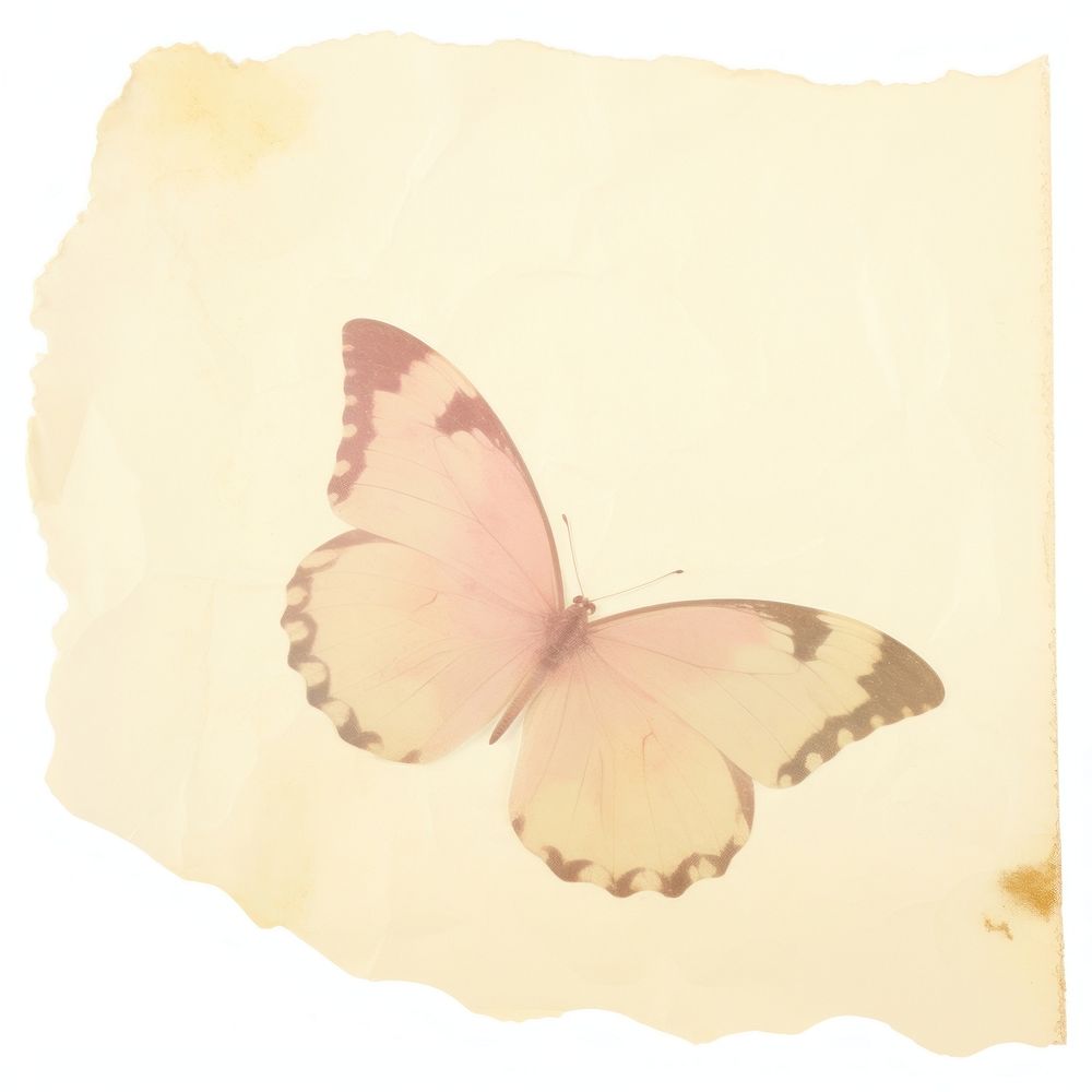 Japanese butterfly ripped paper invertebrate painting blossom.