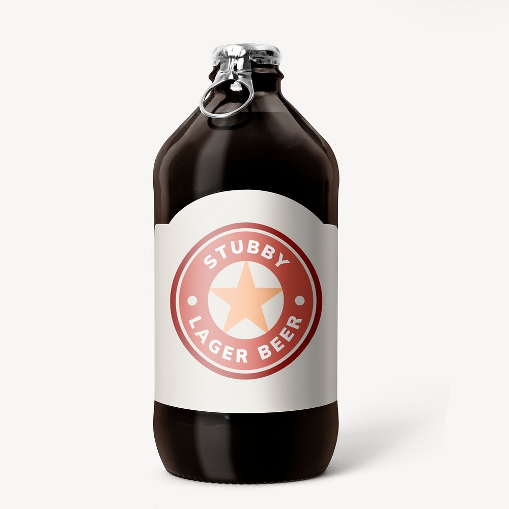 Beer bottle label mockup, product packaging design psd