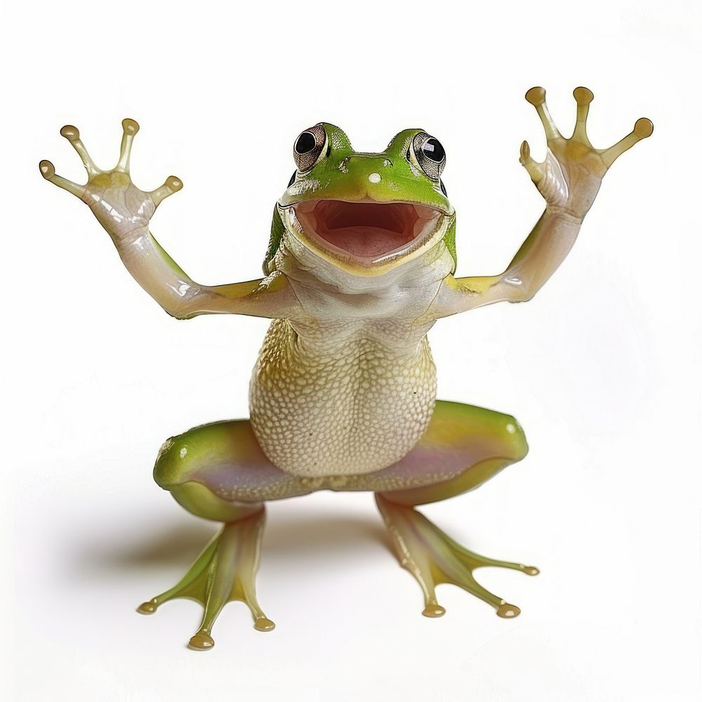 Happy smiling dancing frog amphibian wildlife kangaroo.