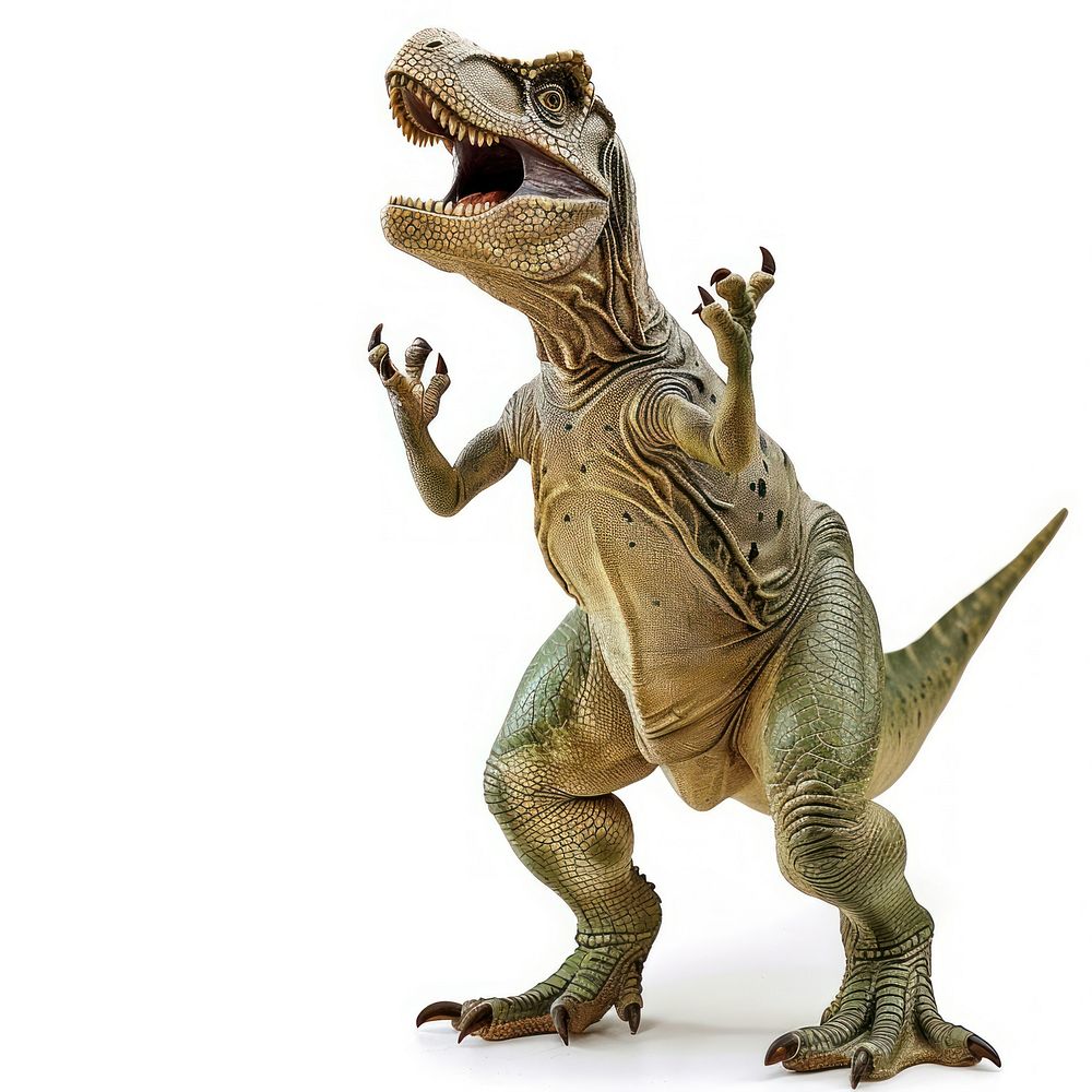Happy smiling dancing Metriacanthosaurus dinosaur reptile animal t-rex.