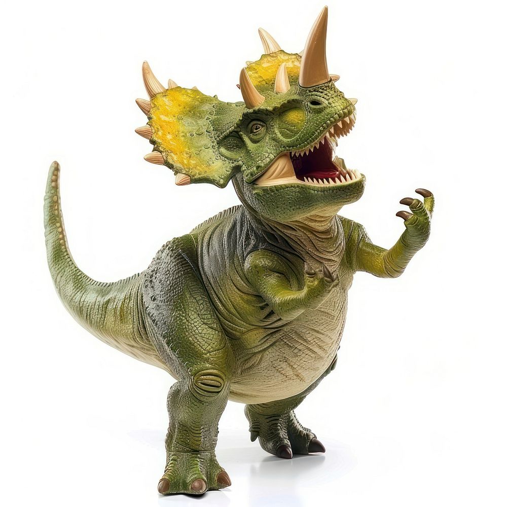 Happy smiling dancing Triceratops dinosaur reptile animal t-rex.