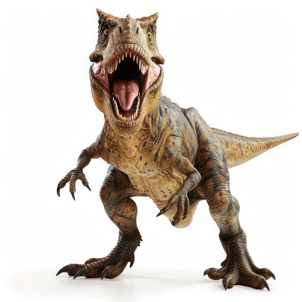 Happy smiling dancing Tyrannosaurus Rex dinosaur reptile animal t-rex.