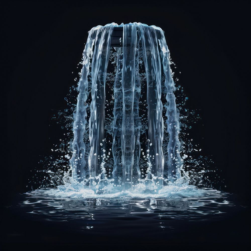 Realistic water waterfall fountain architecture outdoors.